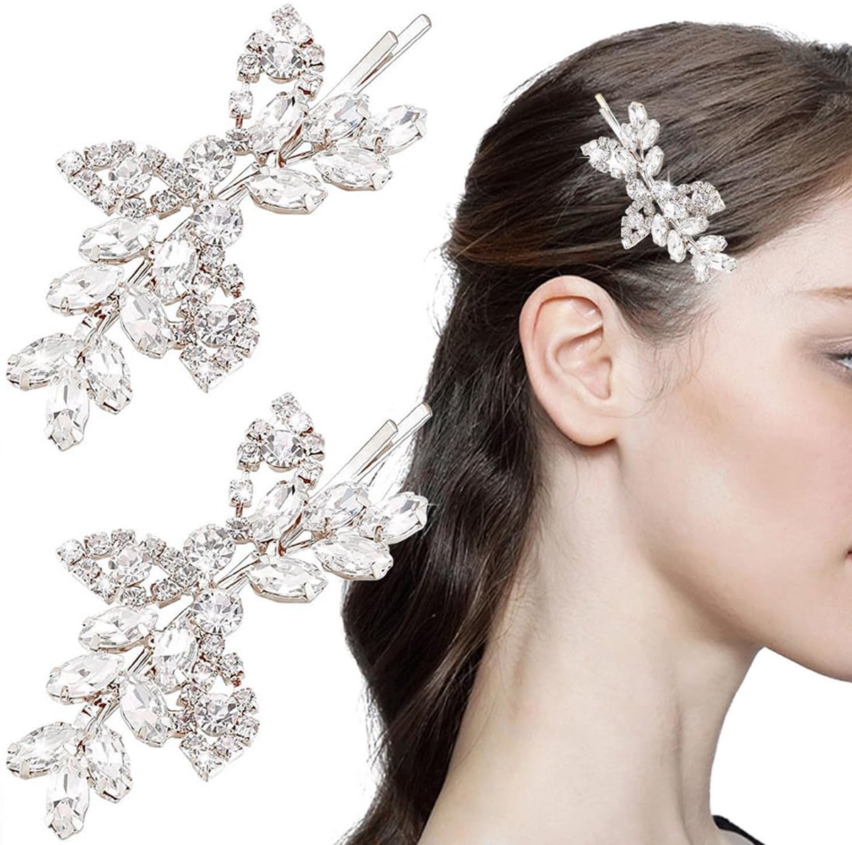 Set van 2 Bruids Haaraccessoires - Haarclips met Kunstmatige Parel en Kristallen