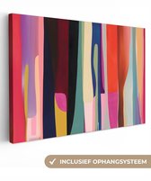 Canvas schilderij 120x80 cm - Wanddecoratie Kleurbanen - Verticaal - Kleurrijk - Muurdecoratie woonkamer - Slaapkamer decoratie - Kamer accessoires - Schilderijen op canvas