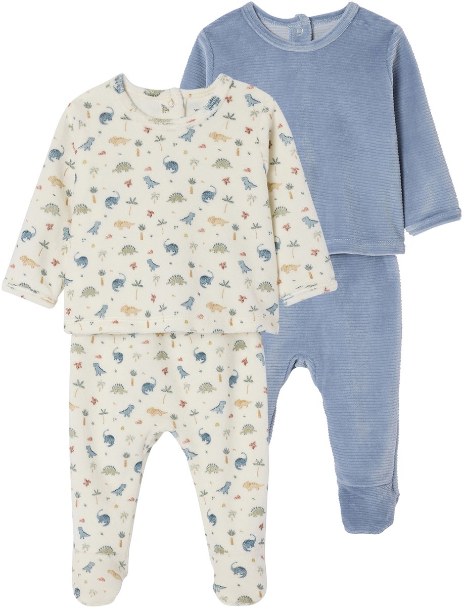 Vertbaudet 2-delige set pyjama's voor pasgeborenen in fluweel / velours