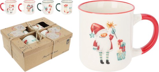 Set de tasses de Noël 300ML - Set de 4 dans un emballage cadeau - 4 imprimés de Noël