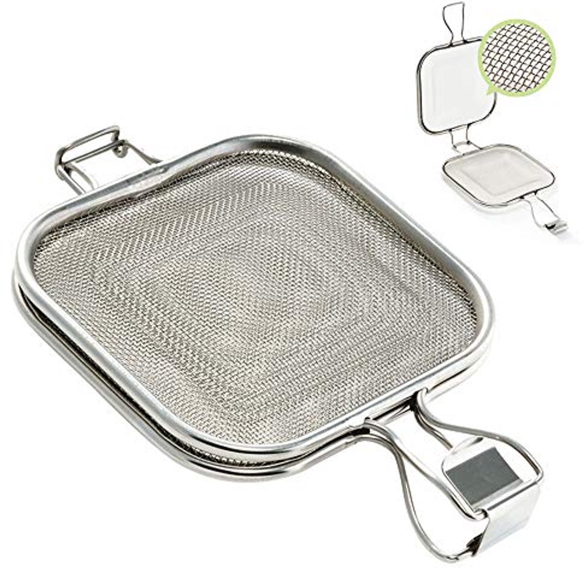 Roestvrijstalen sandwichgrillmand voor oven en broodrooster met klem en vouwgaas