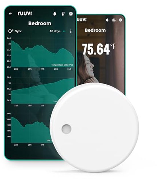 Bluetooth Temperatuur- en Vochtigheidssensor met Beweging en Luchtdrukmeting - 4-in-1