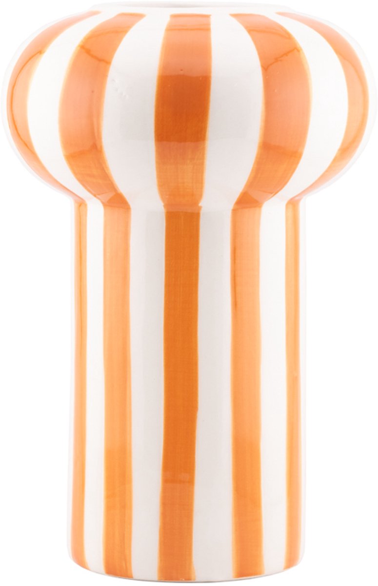 Homebound by Kolony HomeBound by KY | Vaas keramiek Funnel striped oranje | bloemenvaas