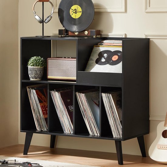 COSTWAY Houten Boekenkast met Wielen, Mobiel Opbergkast met 6