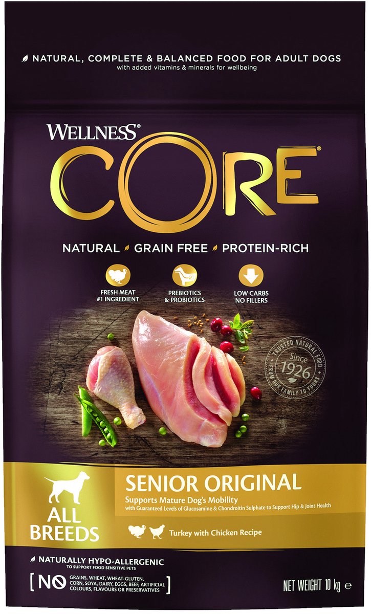Wellness Core Grain Free Dog Senior Original Kalkoen&Kip - Hondenvoer - 10 kg