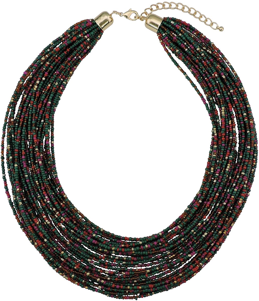 Multi Layer Chunky Bib Statement Seed Beads Cluster Collar Necklace for Women Gift (NK-10351)