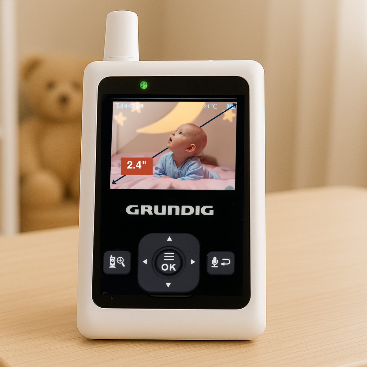 Grundig Video Babyfoon met Camera - Baby Monitor met 2-inch Kleurenscherm - Babyphone met Nachtzicht, Temperatuurweergave en Terugspreekfunctie - Wit thumbnail 3