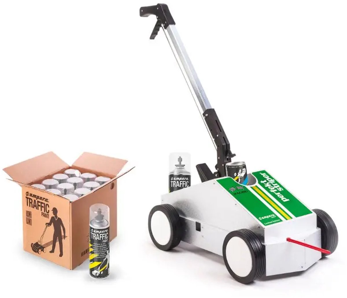 Ampere New Perfekt Striper lijnentrekker voor markeerverf | Met 12 bussen Traffic Paint markeerverf grijs