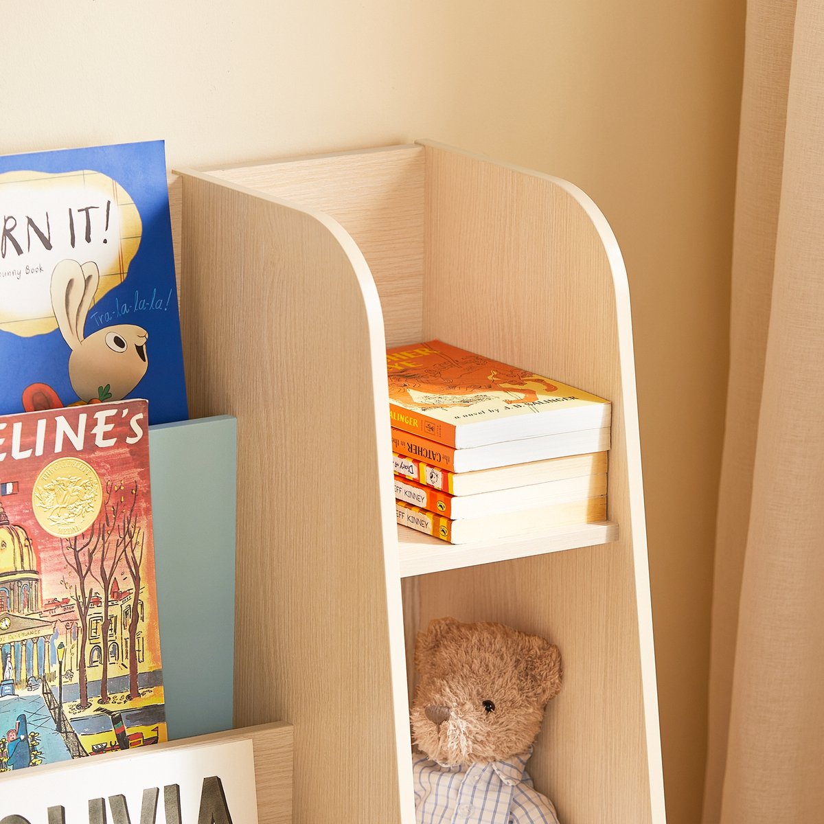 SoBuy Boekenkast voor kinderen, boekenrek met 3 niveaus, opbergrek voor kinderkamer, 60 x 12 x 120 cm, groen en wit KMB93-GR
