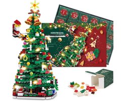 Adventskalender 2024 Met Kerstboom Bouwstenenset - 24-Daagse Aftelkalender Met LED-Lichtjesslinger - Educatief Speelgoed En Woondecoratie Voor Jongens-En Meisjes