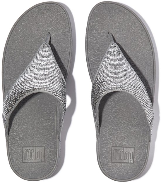 FitFlop FitFlop Lulu Crinkled-Shimmer Toe-Post Sandals GROEN - Maat 37
