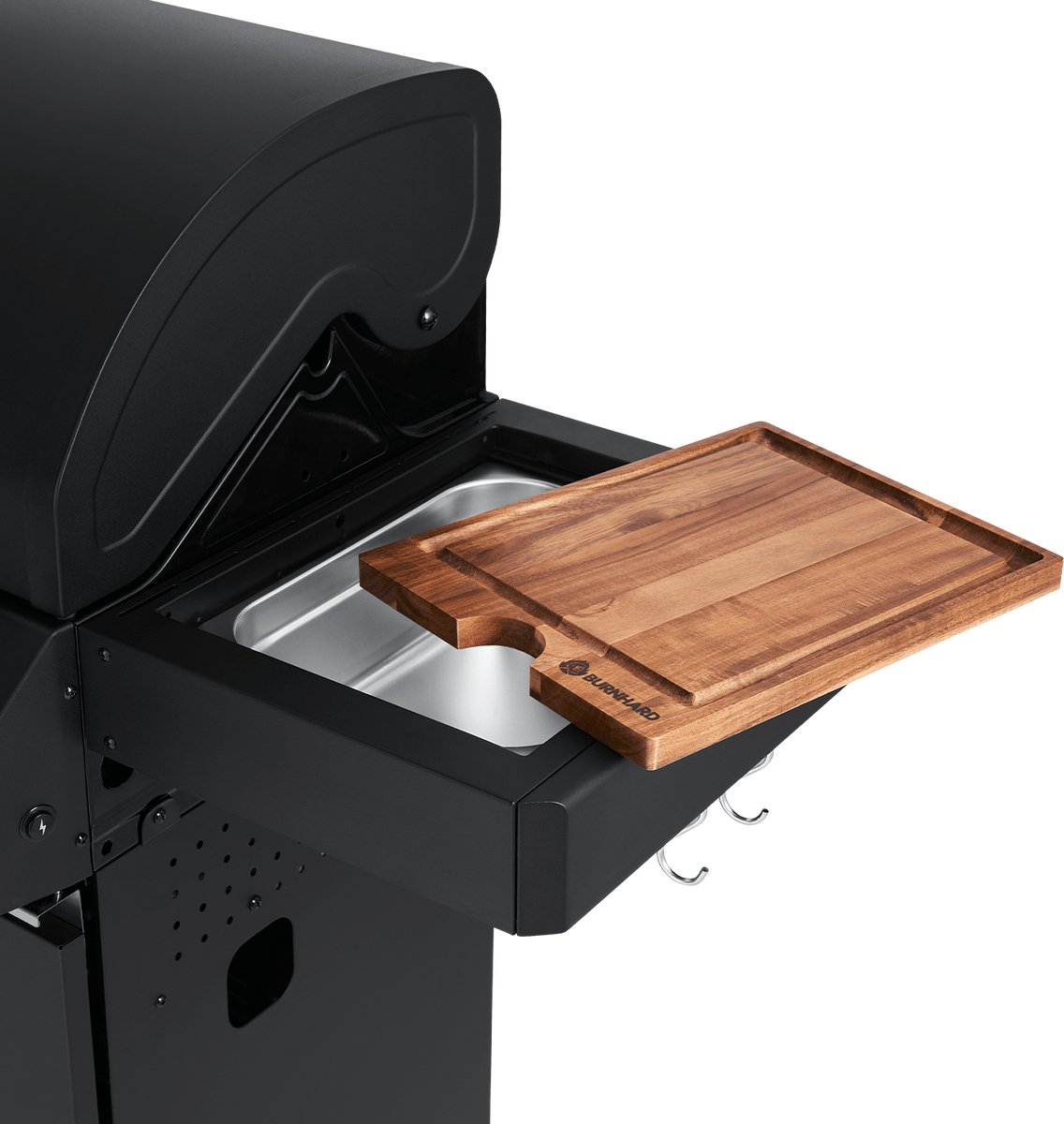 BURNHARD® 3 Branders gasbarbecue FRED Deluxe BLACK Series 3 incl. achterbrander, keramische 900°C infraroodbrander, zijkookplaat, RVS grillrooster + uitklapbare zijtafels thumbnail 5