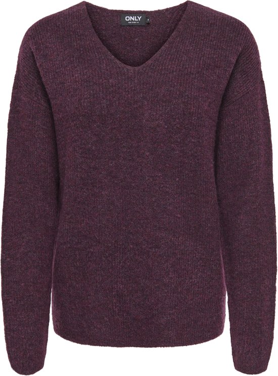 Only Camilla V-Neck L/S Pullover Knit - Dames Lange mouw - Mauve Wine