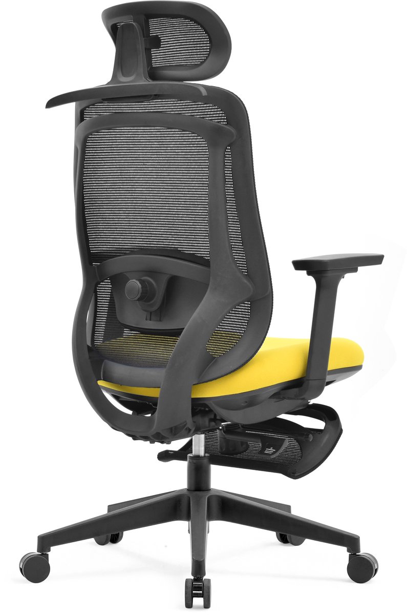 Ergonomische Bureaustoel Met Voetsteun Zwart/Geel Ergolis® - Office Chair - Tot 150 kg - Game Stoel - Gaming Stoel - Kantoor Stoel