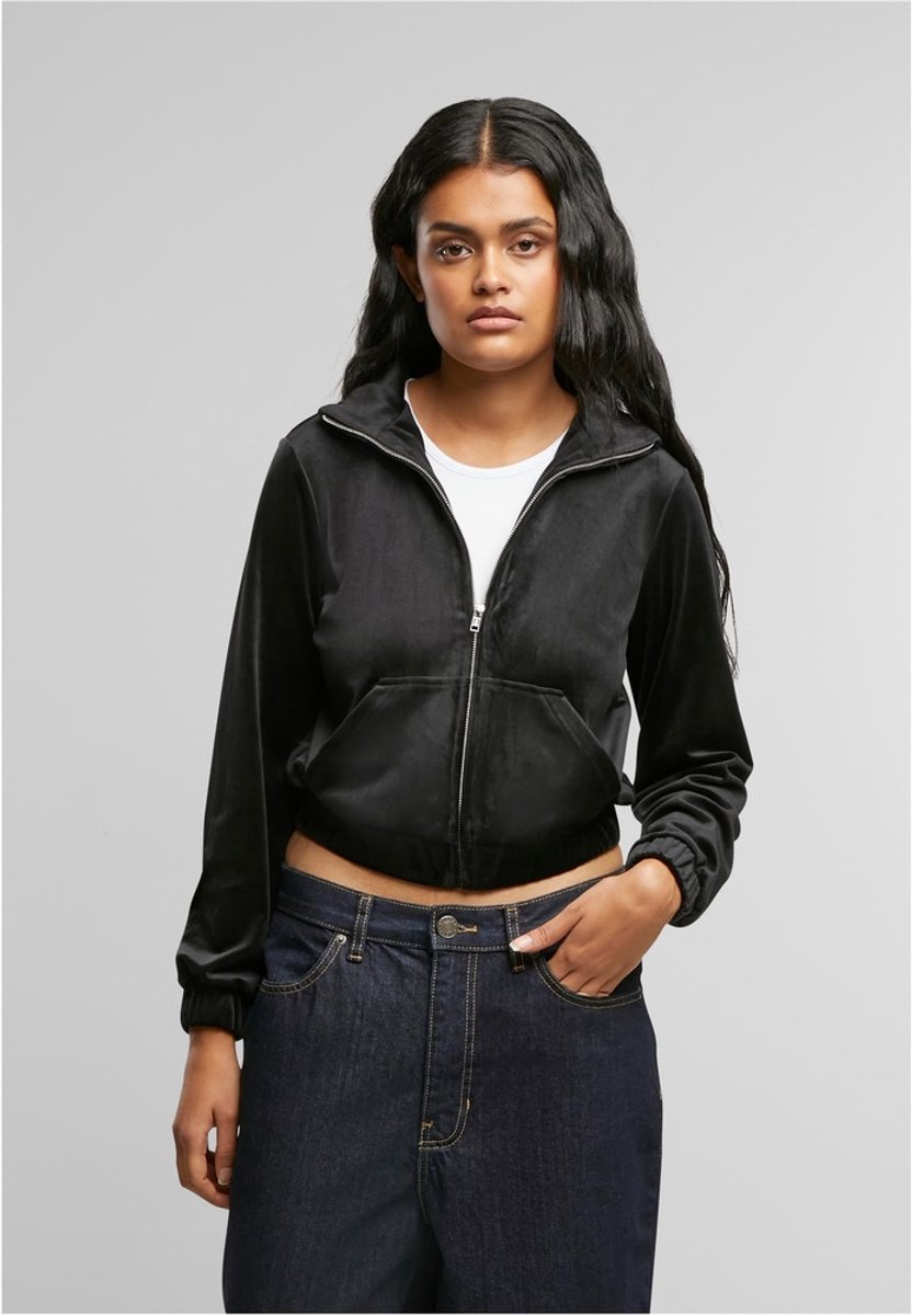 Urban Classics Short Velvet Trainings jacket Zwart