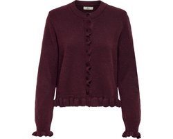 Jacqueline de Yong Vest Jdyletty L/s On Frill Cardigan Knt 15363485 Maroon Banner/melange Dames Maat - L