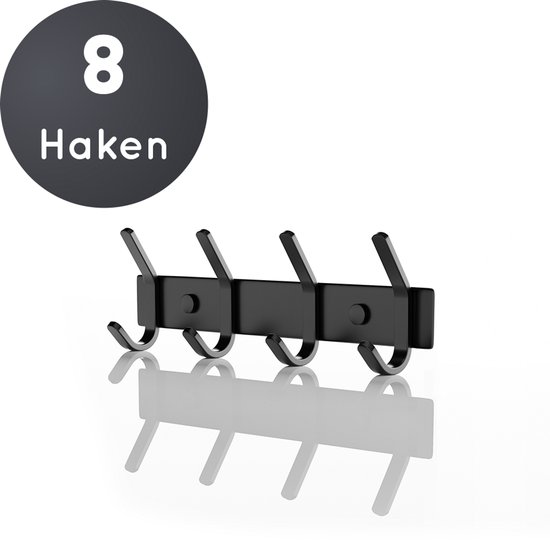 Volcan - Wandkapstok 8 Haaks - Zwart
