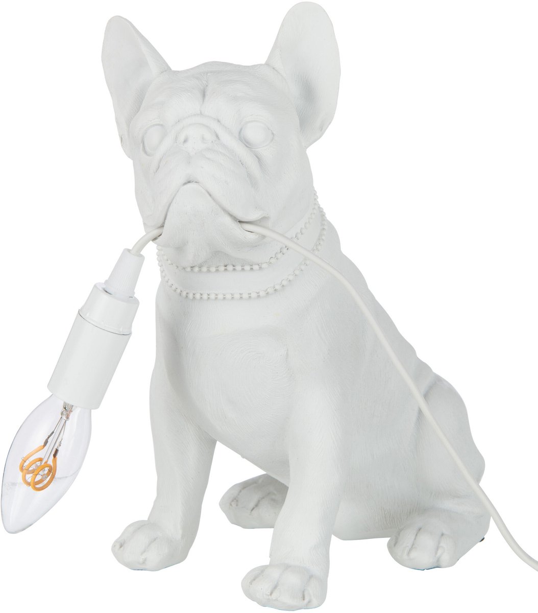 J-Line tafellamp Bulldog - polyresin - wit