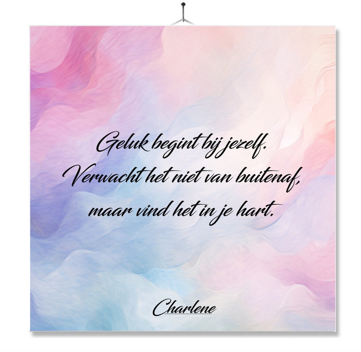 Tegel Met Opdruk | Geluk Begint Bij Jezelf | Cadeau | Inclusief Geschenkdoos | Standaard | Ophangsysteem