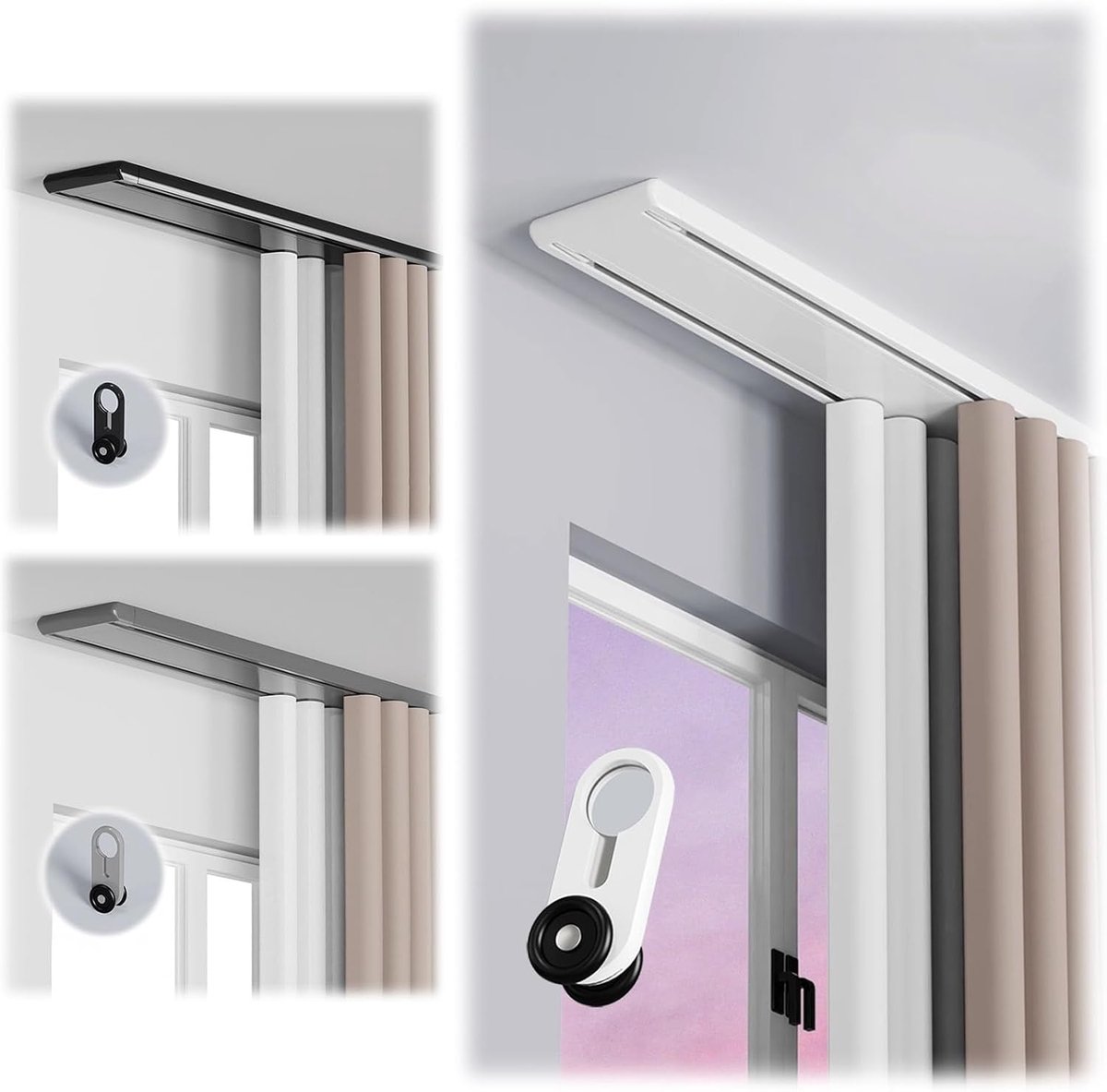 Aluminium gordijnrailsysteem met 2 sporen - stille schuifgordijnstang voor plafondbevestiging 130 cm grijs - perfect voor moderne interieurdecoratie