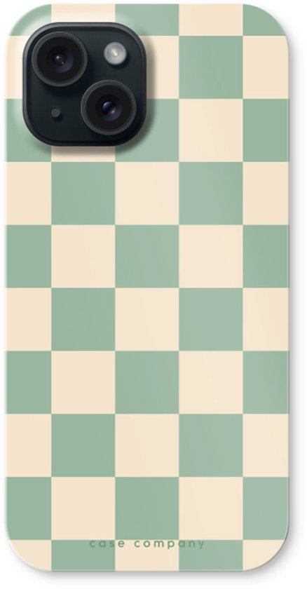 Case Company® - Étui compatible pour iPhone 15 étui - Checkered Mint - Tough Case - Protection Maximale tous les Côtés et Bord d'Écran