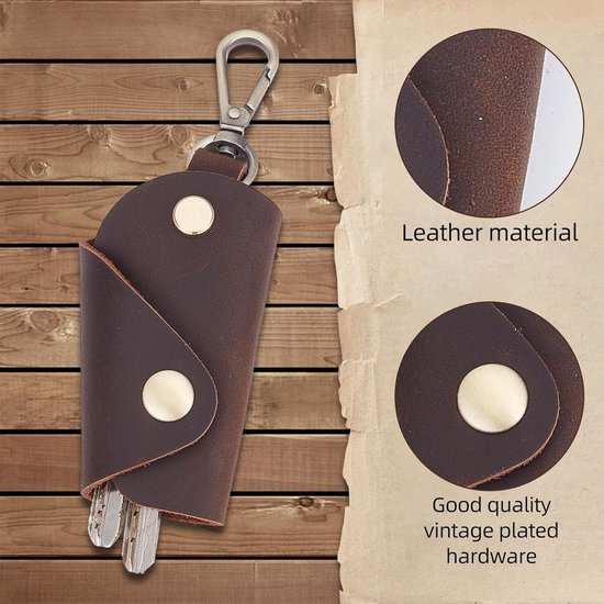 FuninCrea lederen portemonnee sleutelhanger tas, lederen
