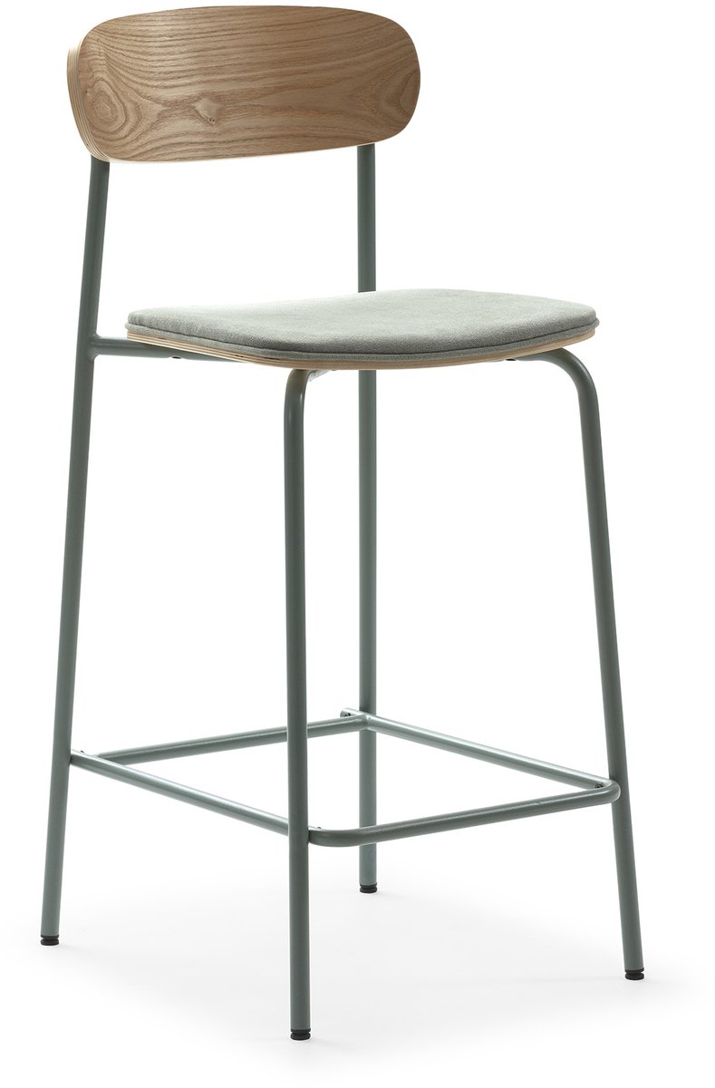 Arno - Set van 2 barkrukken van stof en metaal, 66 cm