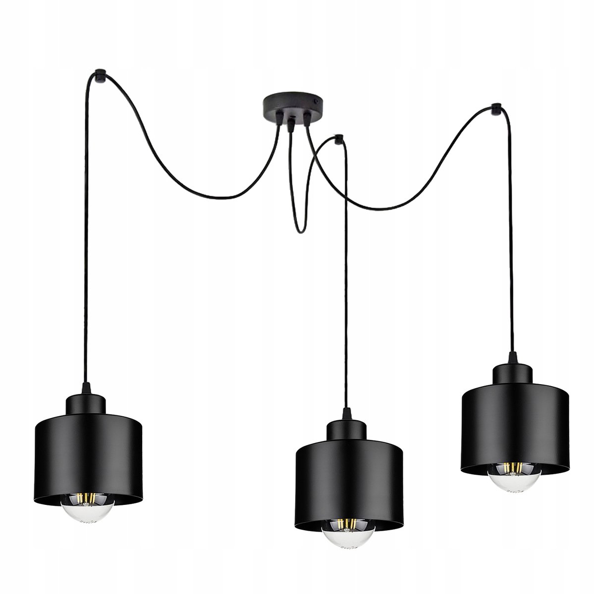 Retro Loft Hanglamp Zwart Mat E27 3x