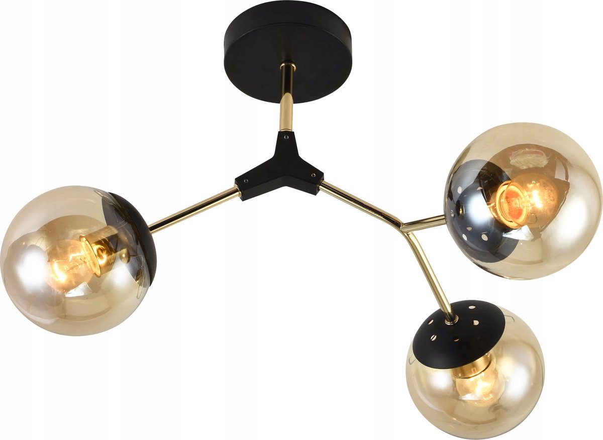 Grace 3 Plafondlamp - Amber & Goud - E27