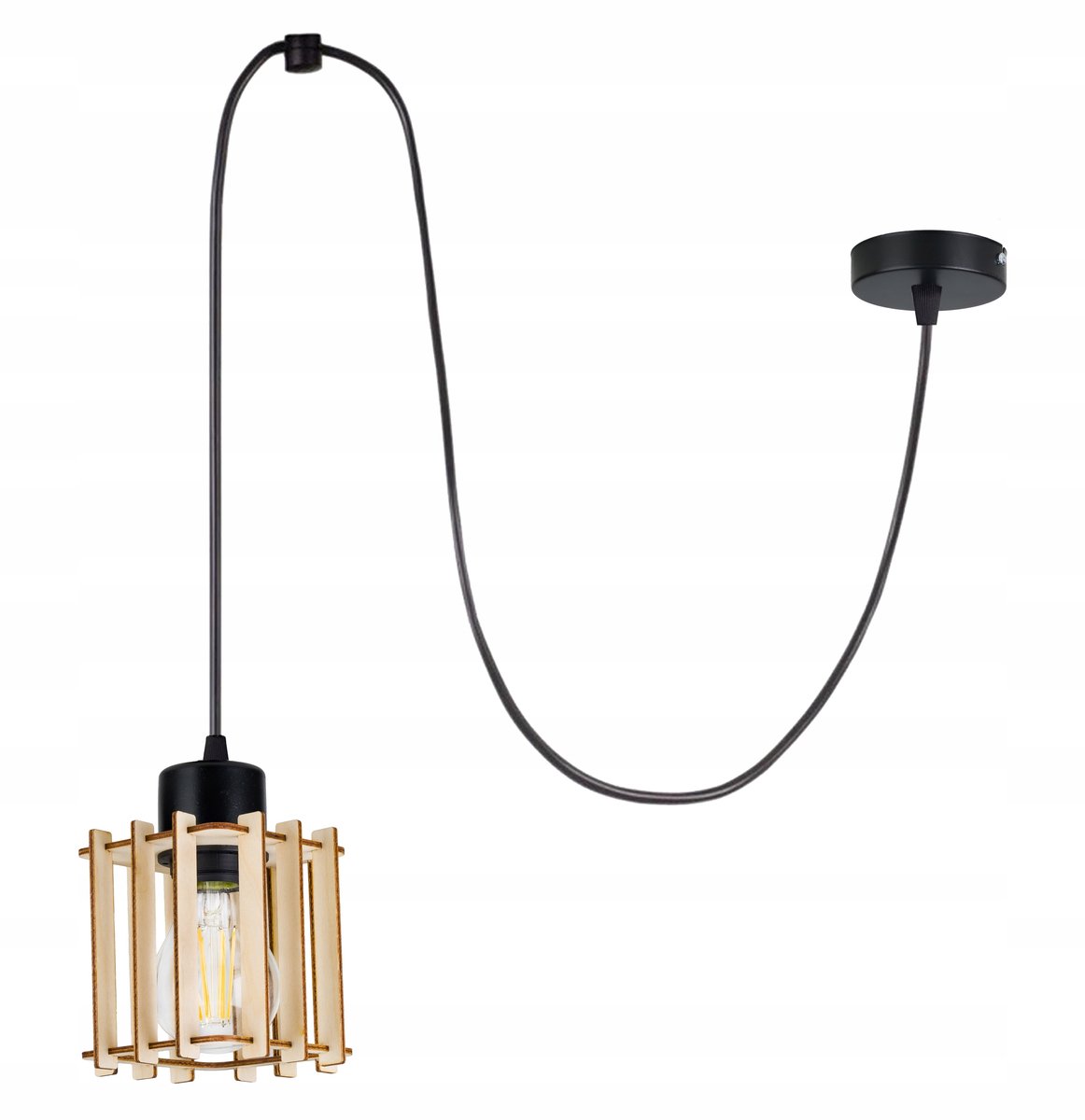 Hanglamp Spider Loft E27 Houten Kap - Verstelbaar