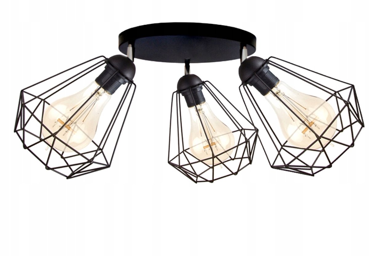 Draadlamp Diamant 15-242K - Stijlvolle Hanglamp Zwart Metaal