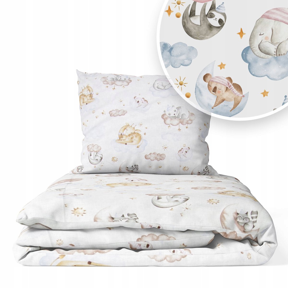 Kinderledikant dekbedovertrekset 100x135cm met vulling - Animal Clouds