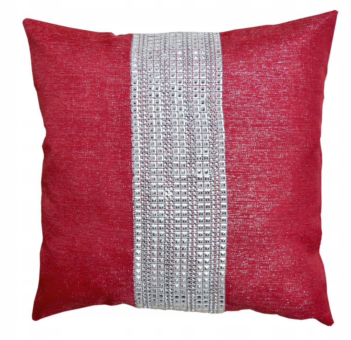 Glamour Decoratieve Kussenhoes 50x50 cm Rood met Zilveren Accent