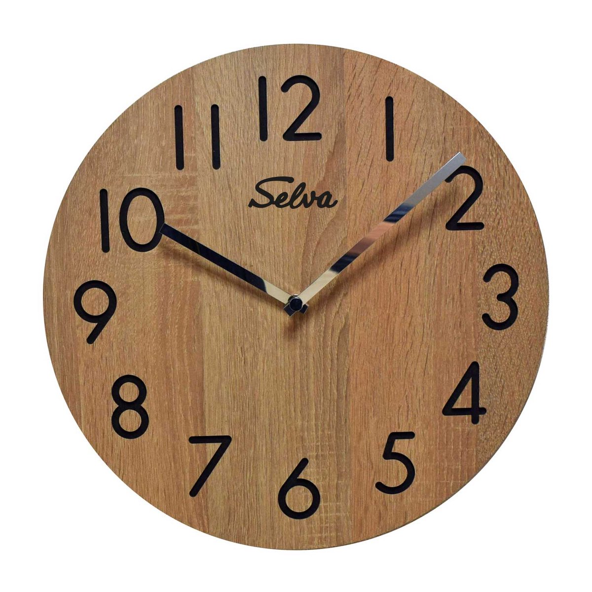 SELVA wandklok, modern, groot, quartz uurwerk, van hout (MDF-gecoat), Zwarte Woud handwerk, Made in Germany