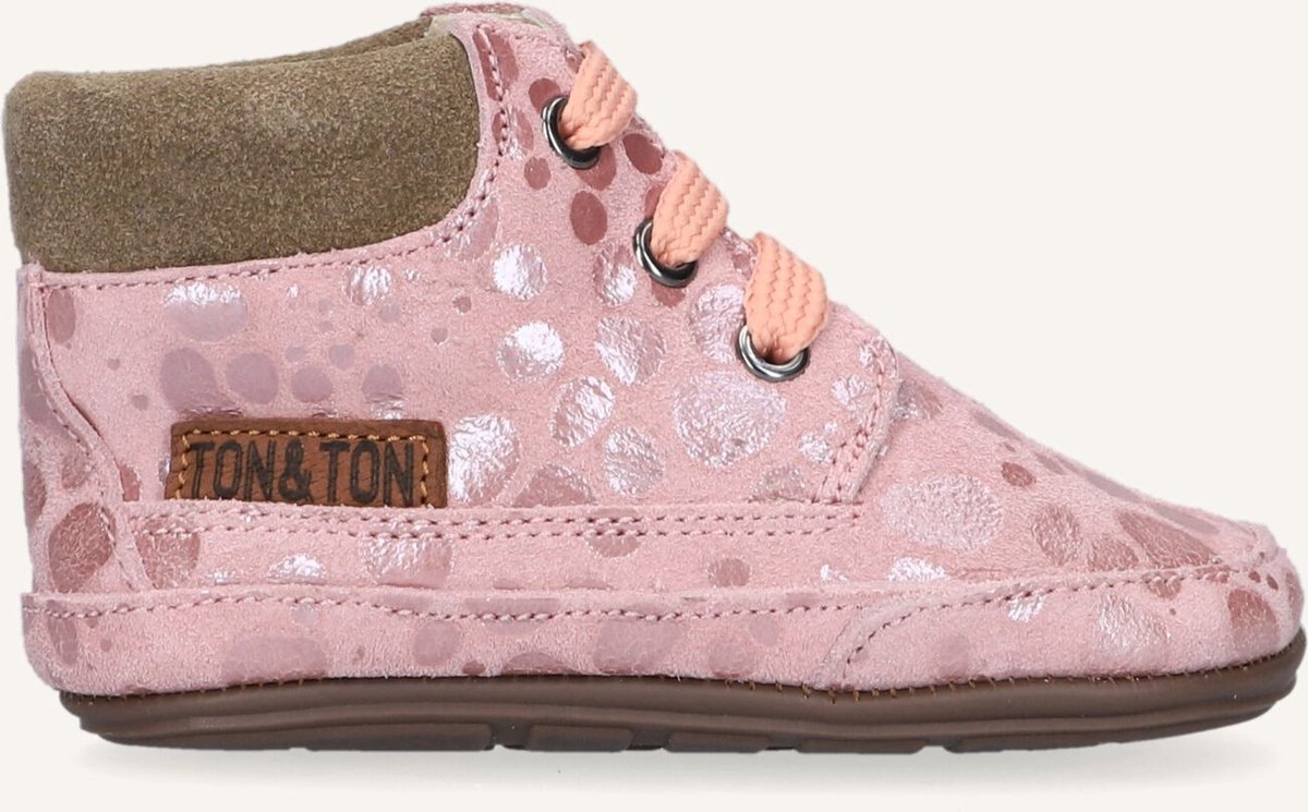 Ton & Ton Unisex Sneakers Lief - Roze - Suède - Maat 22