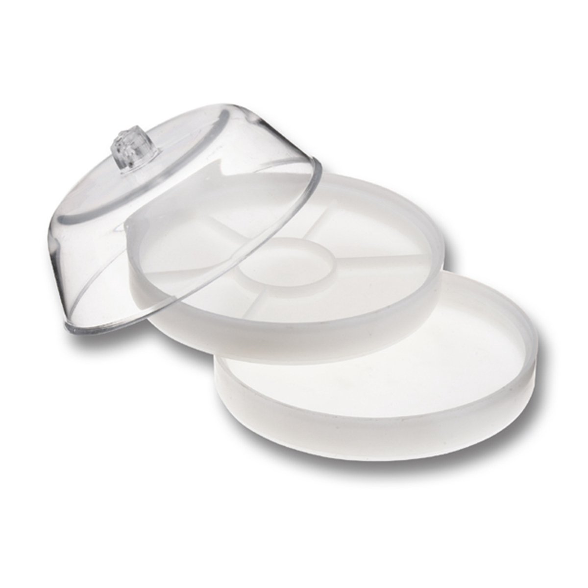 Stofkap met 2 laden, gemaakt van kunststof, 1 lade met 6 vakken en 1 lade zonder vakken