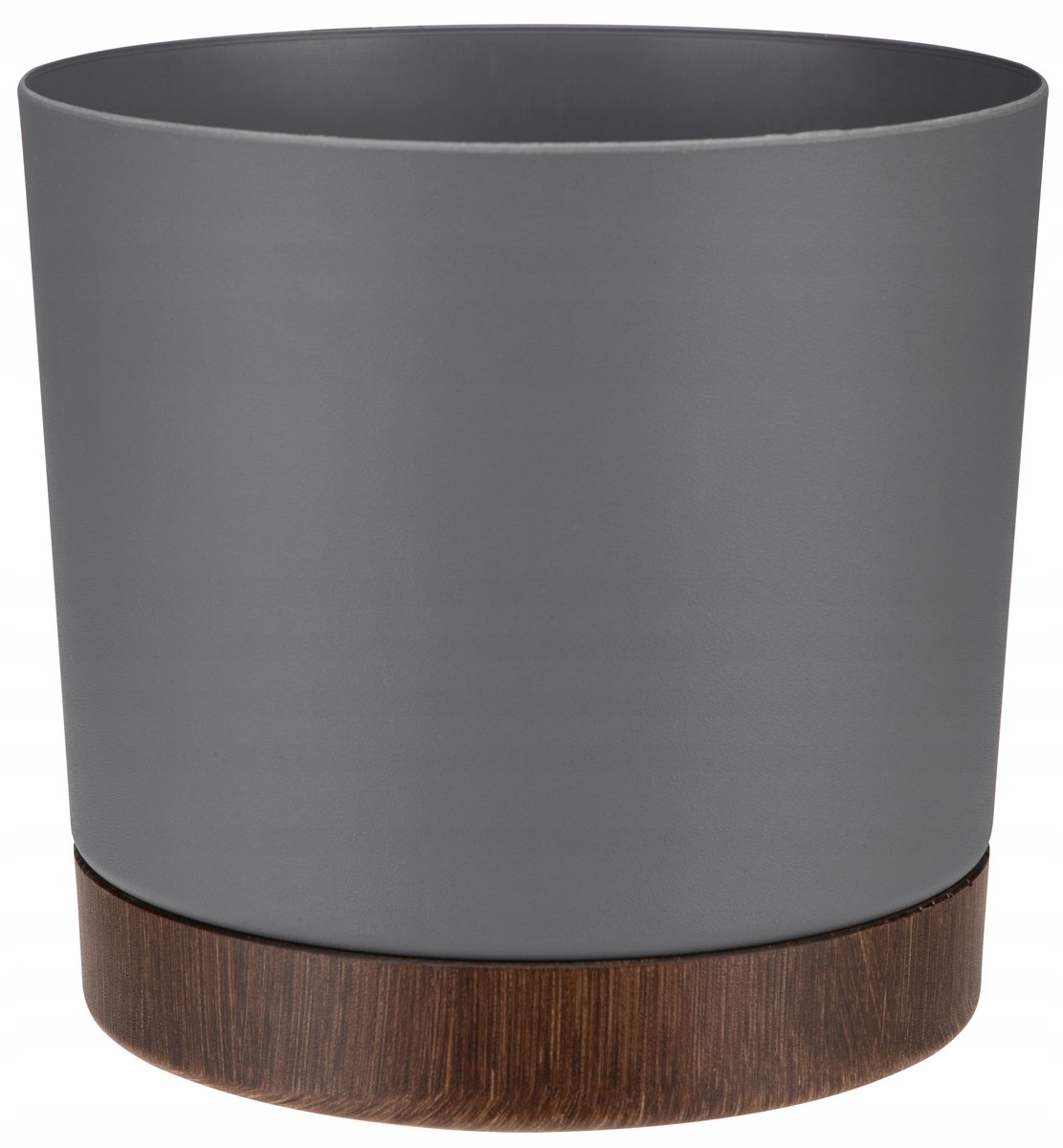 Hoover Pot 25 cm Grijs met Houten Look Onderzetter