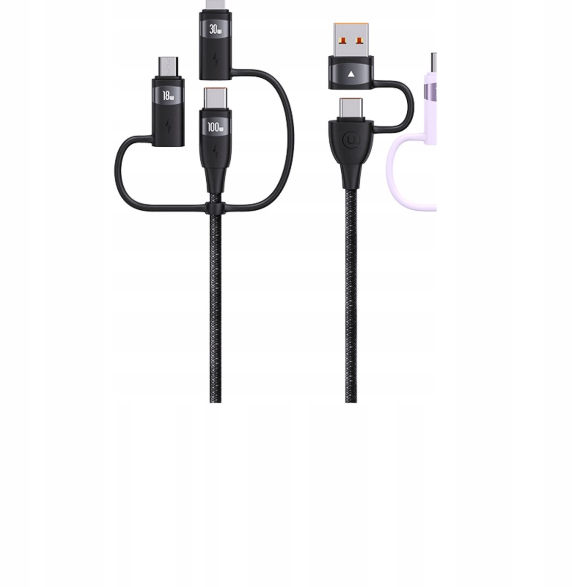 P4Y 6-in-1 Kabel USB-A/C naar C/Lightning/MicroUSB 2m Zwart