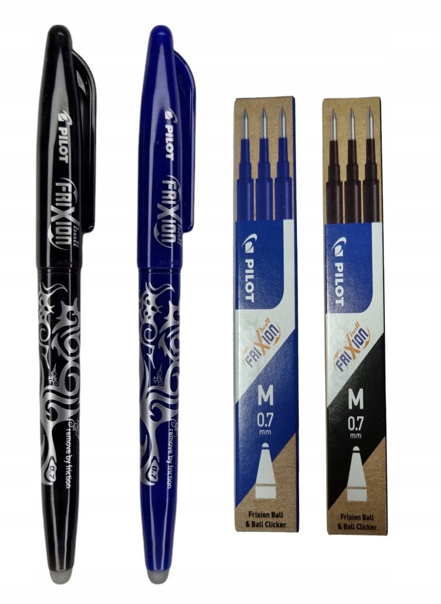Pilot FriXion Uitwisbare Pen Set Blauw & Zwart 0.7mm + 6 Vullingen