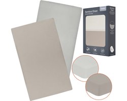Lionelo Bamboe Hoeslaken 60x120cm - 2 stuks - voor Babymatras in Ledikant en Reisbedje - Universeel Passend, Zachte Materiaal, Elastiek, Ademend, Huidvriendelijk - Baby bed matras laken voor campingbedje Stefi, Stefi Plus, Sven - 118×60x10 cm