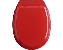 Allibert wc-bril ATLAS  - geperst hout - afklikbaar - met regelplaat - rood gelakt