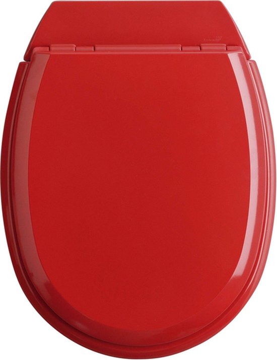 Allibert wc-bril ATLAS  - geperst hout - afklikbaar - met regelplaat - rood gelakt