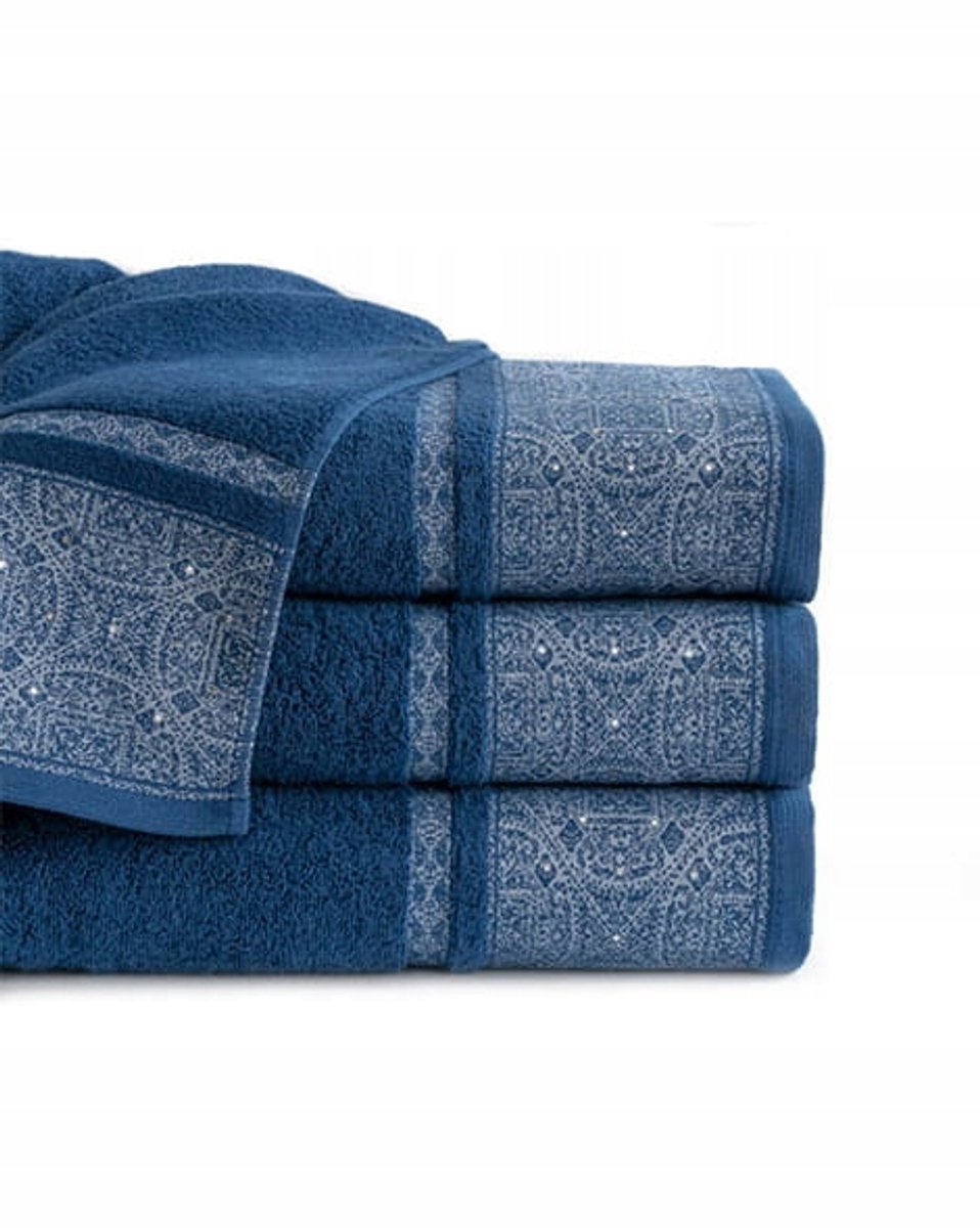 Sofia Handdoeken 70x140cm Marineblauw 3 Stuks 500g Katoen