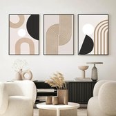 Set de 3 Posters minimalistes abstraites - Peintures sur toile géométriques pour la Décoration du salon - 50 x 70 cm chacune (sans cadre)