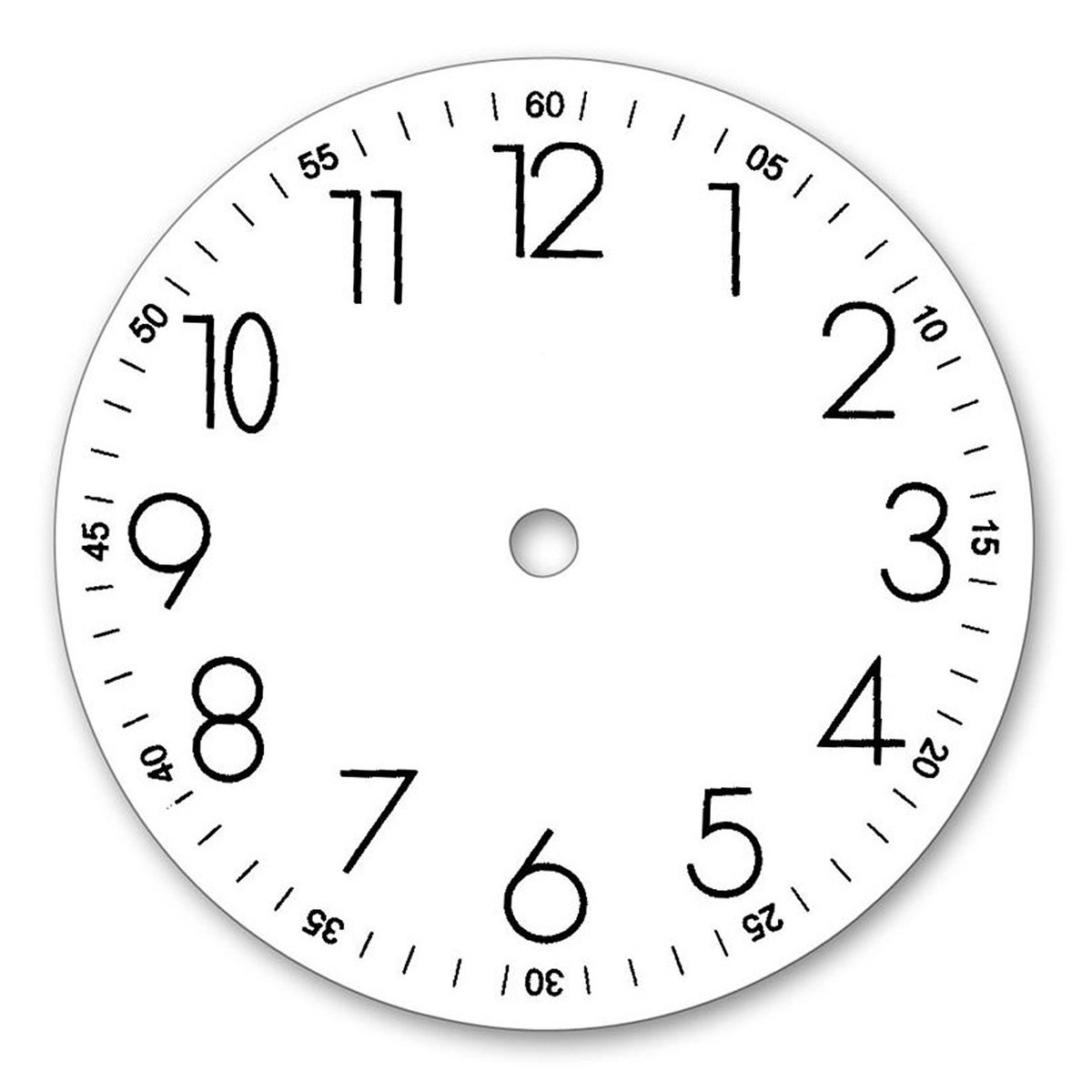 Witte wijzerplaat voor wandklokken - Arabische uur- en minutencijfers - Buitendiameter: 155 mm - Materiaal: aluminium