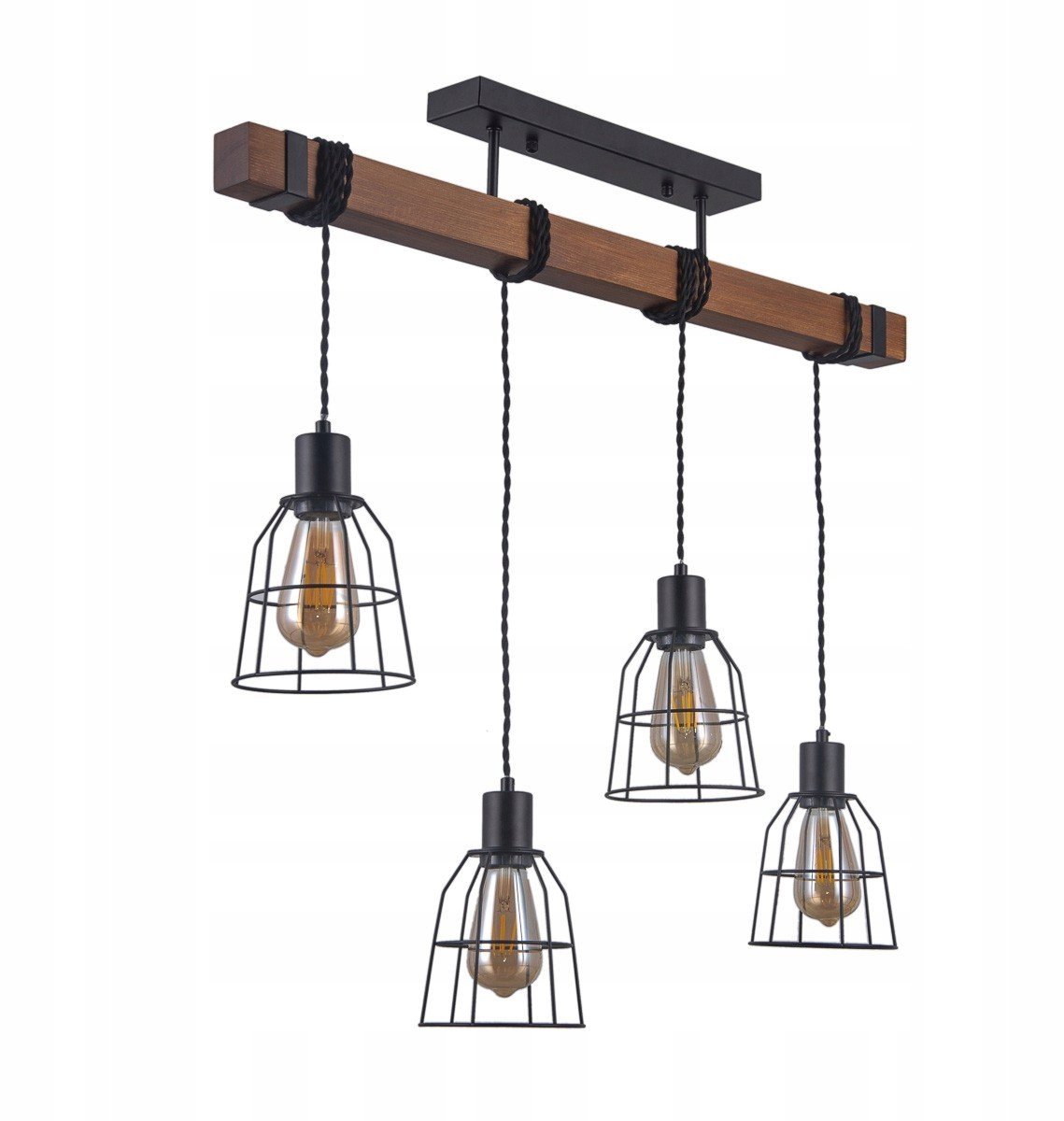 Reda Hanglamp Zwart Metaal & Hout E27 4x40W IP20