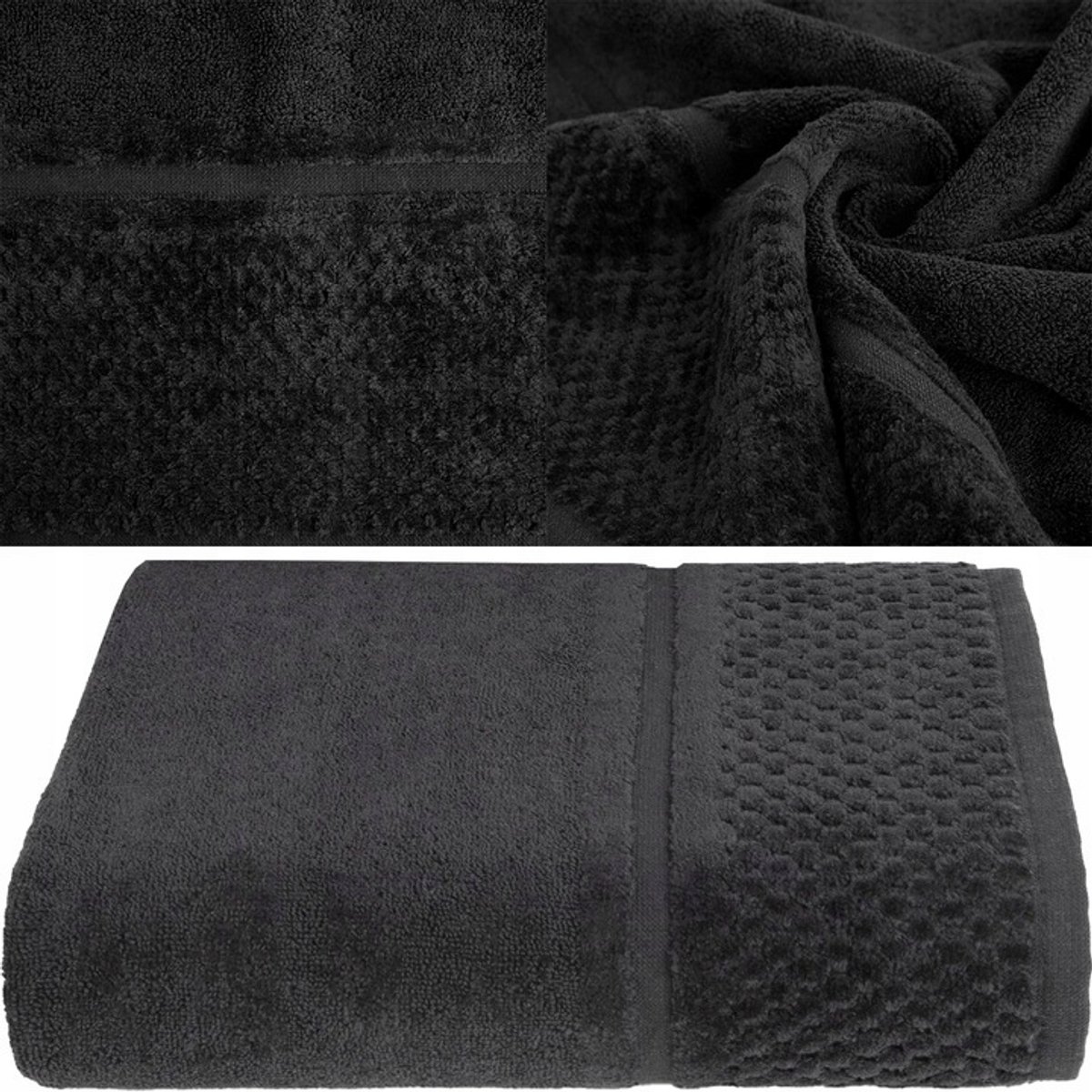 Luxe Katoenen Badhanddoek 70x140 cm - Zwart, 550 g/m²