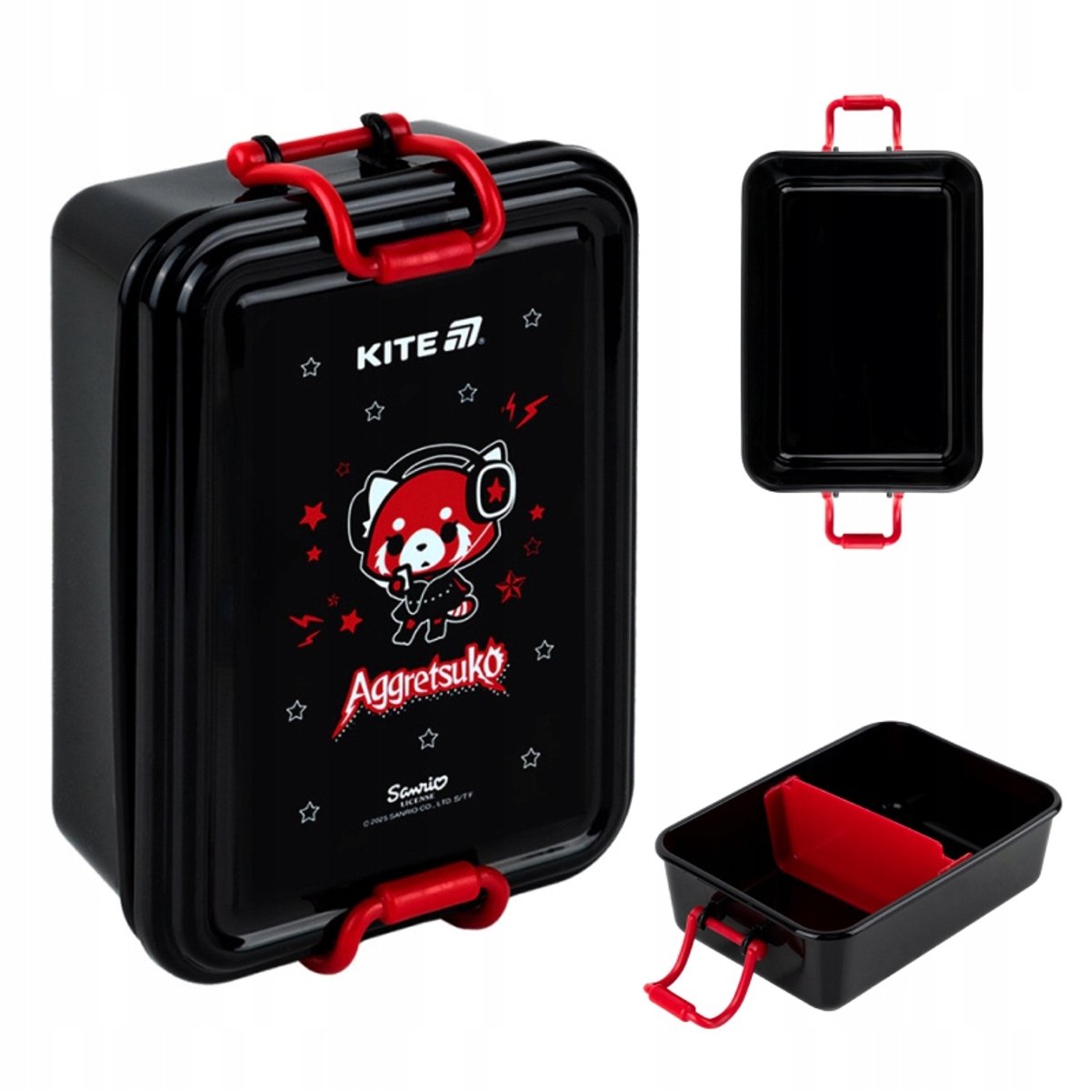 Kite Lunchbox School 650ml Zwart met Vakjes en Bestek
