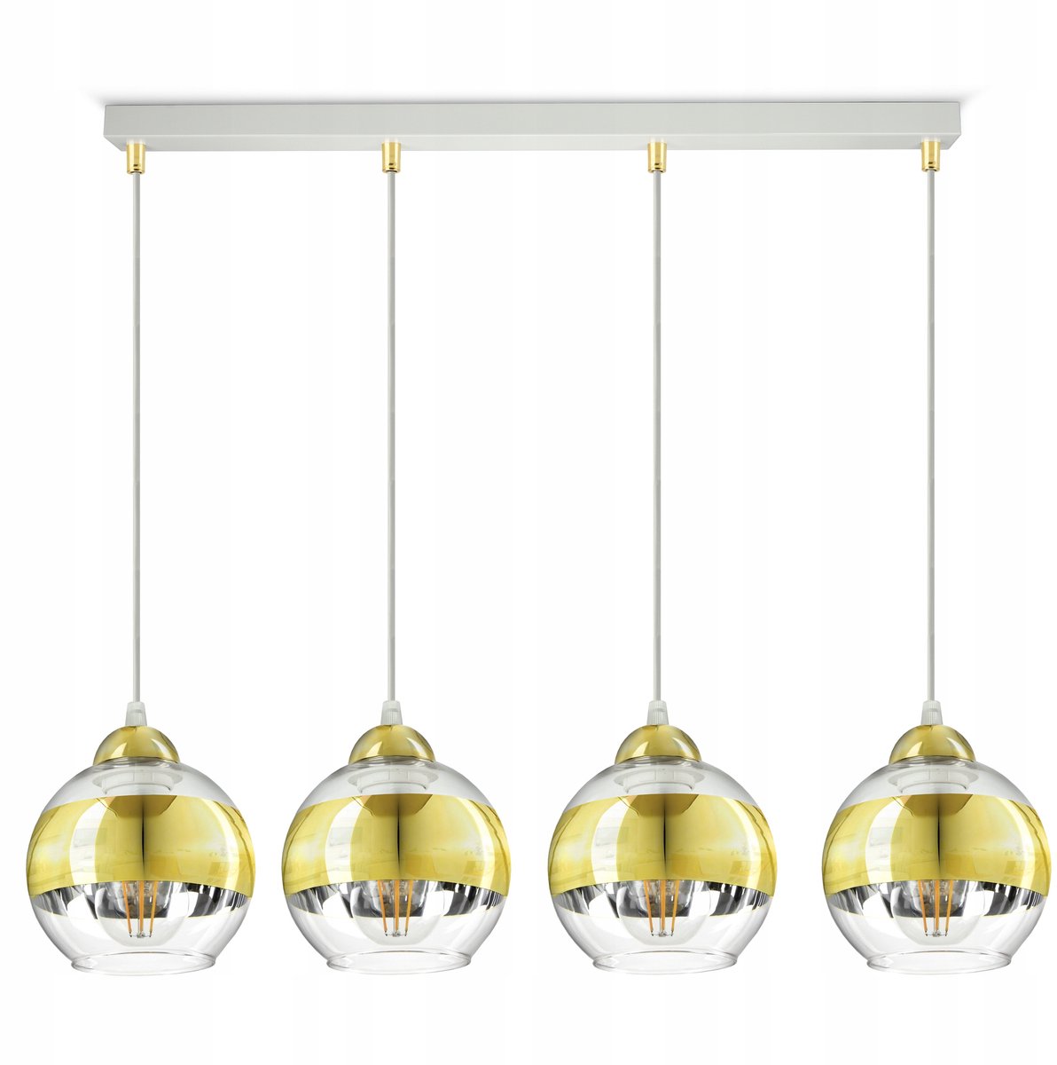 GLAS-BZ4 Hanglamp Wit Goud Glas LED E27