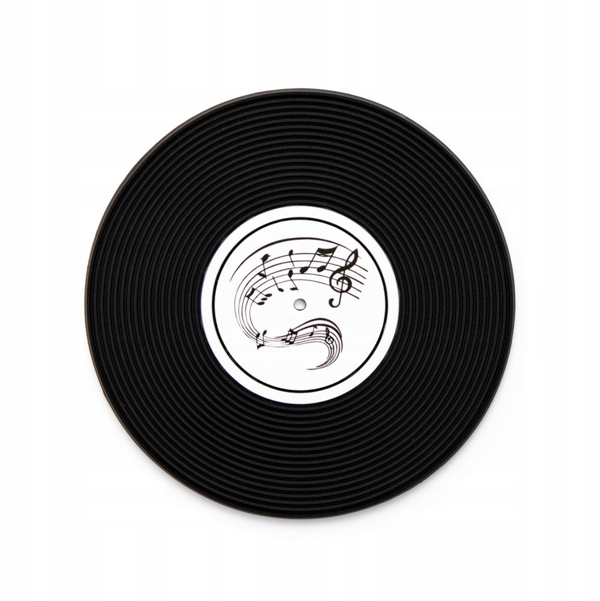 Vinyl Onderzetters Muziek 4 stuks, 10 cm diameter, Siliconen